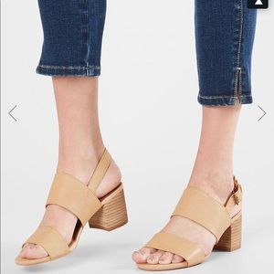 Toms Nude Block Heel Leather Sandal